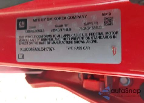 2020 Chevrolet Spark Fwd 1Lt Automatic из США, поврежденный, VIN KL8CD6SA0LC417074